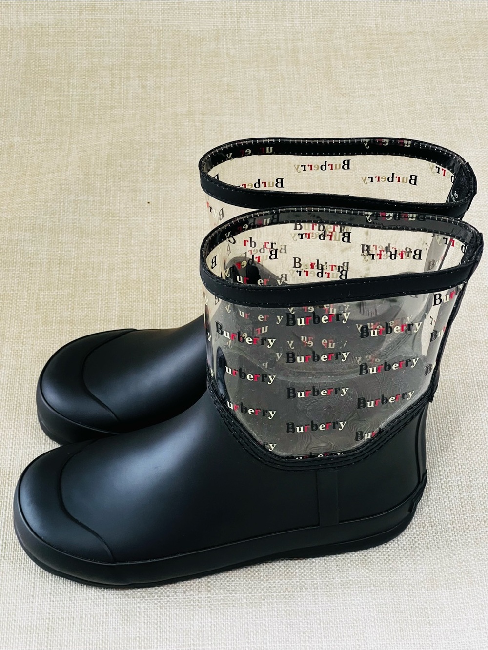 Burberry Frosty Transparent/Black Weatherproof Boots Size EU 30 US 13 Girls